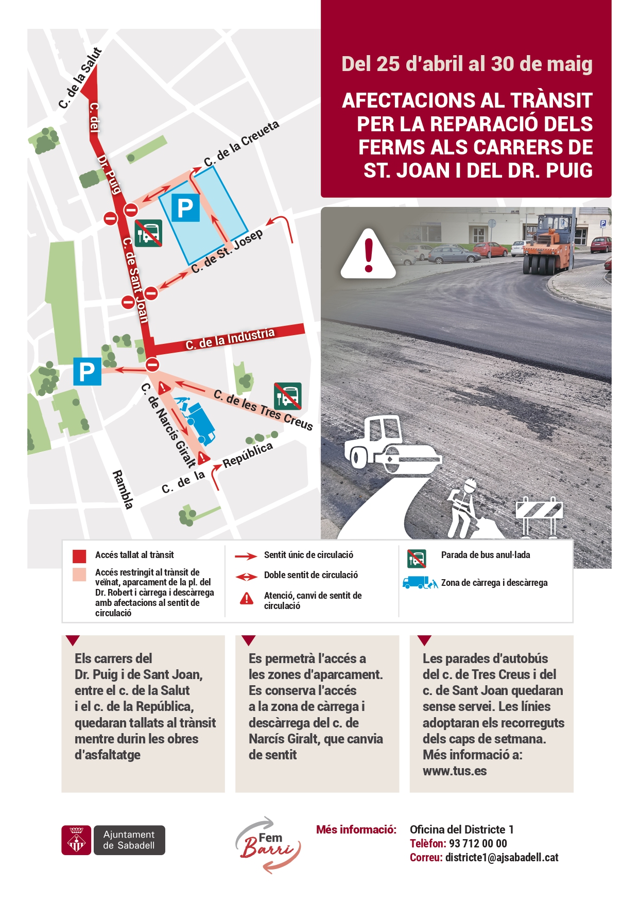 Afectació al trànsit: 25 abril – 30 maig